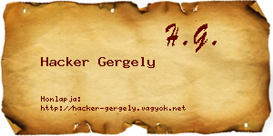 Hacker Gergely névjegykártya